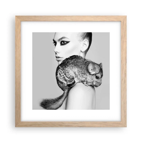 Poster in cornice rovere chiaro - Dama con il cincillà - 30x30 cm