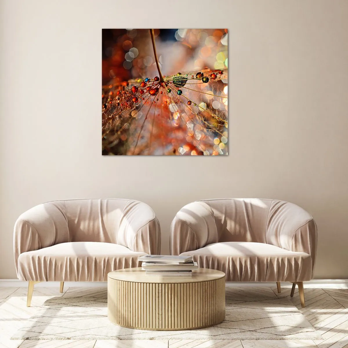 Quadro su vetro - Posate sulla ragnatela - 70x70 cm