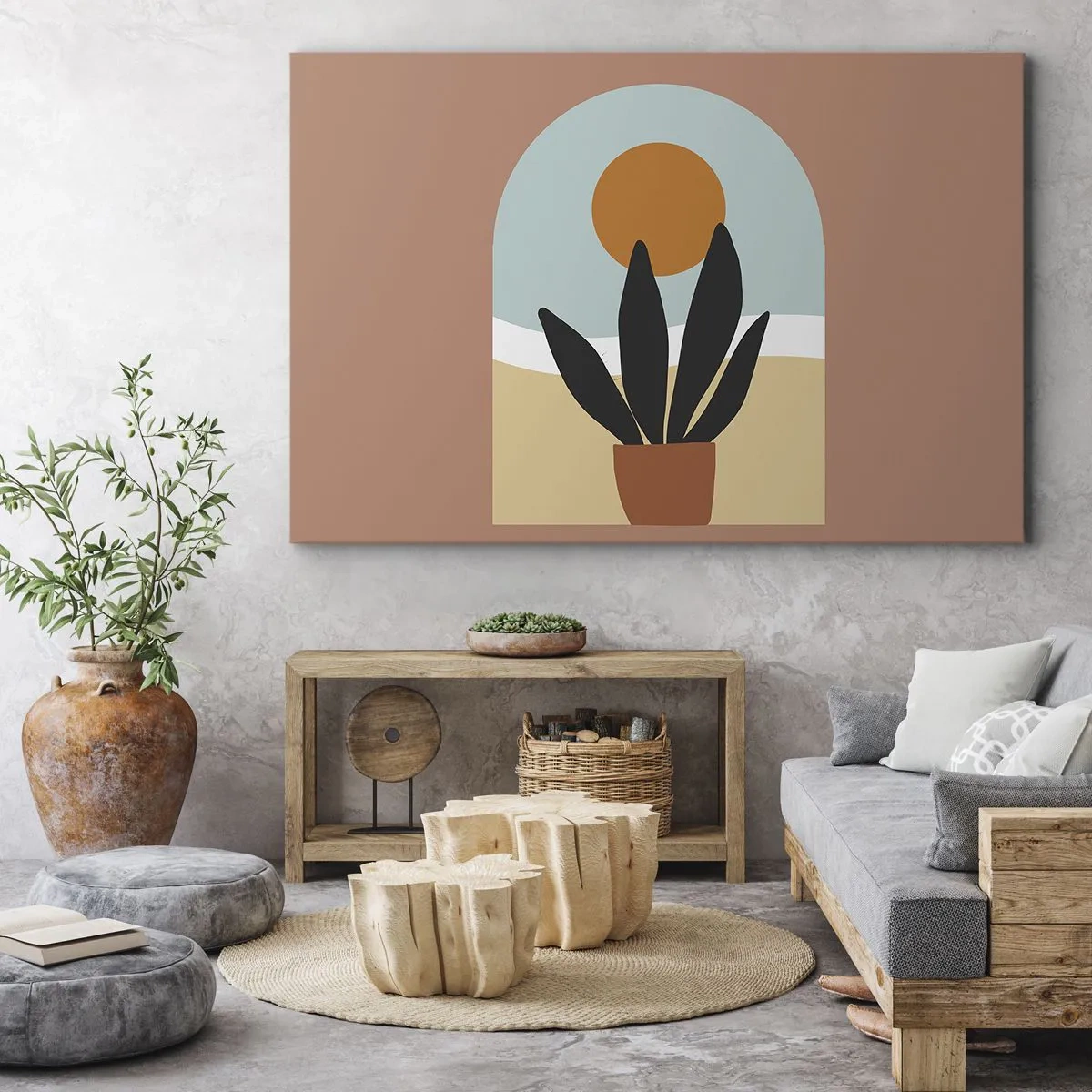Quadro su tela - Stampe su Tela - Una pianta nera in un vaso contro il sole - 120x80cm - Piccole gioie - Decorazione murale moderna per soggiorno e camera da letto ARTTOR