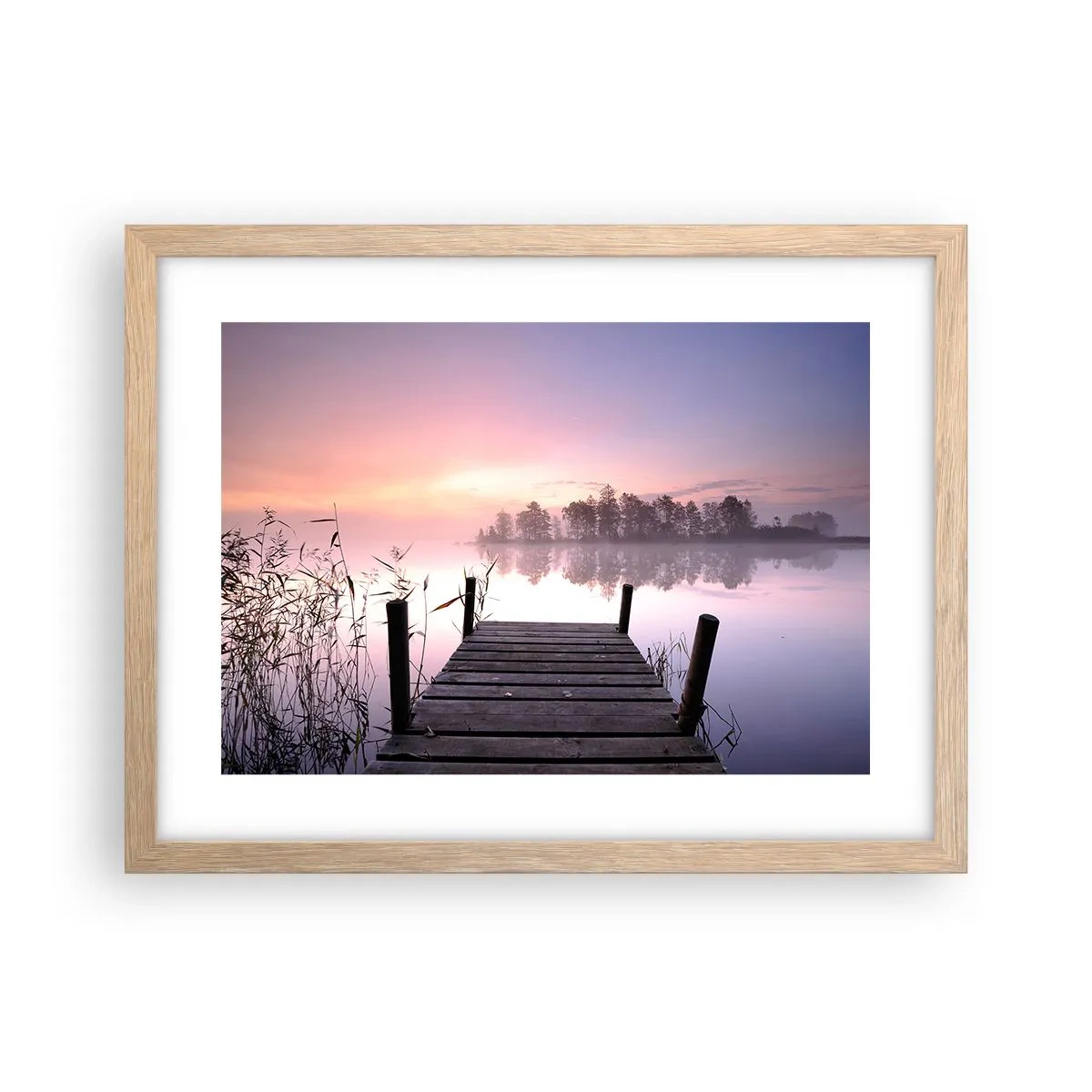 Poster in cornice rovere chiaro - Nebbia color lilla - 40x30 cm