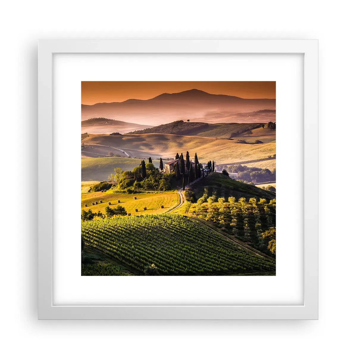 Poster in cornice bianca - Arcadia: paesaggio toscano - 30x30 cm