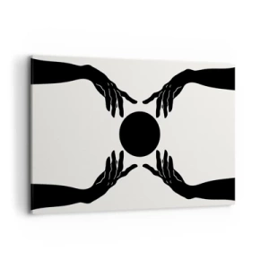 Quadro su tela - Stampe su Tela - Mani nere in una composizione simmetrica con una palla - 120x80cm - Segno misterioso - Decorazione murale moderna per soggiorno e camera da letto ARTTOR