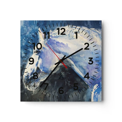 Orologio da parete - Orologio in Vetro - Ritratto in luce blu - 40x40 cm