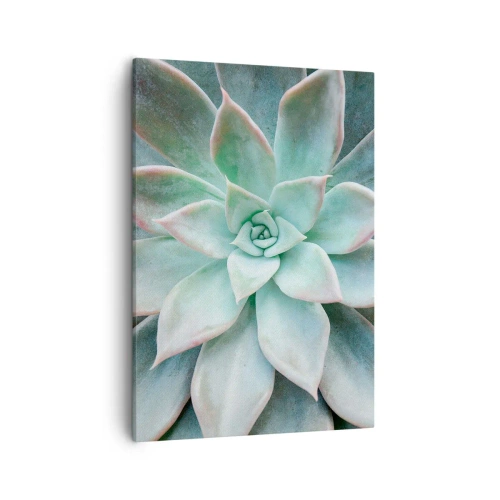 Quadro su tela - Stampe su Tela - Primo piano di una succulenta verde - 50x70cm - Il cuore del deserto - Decorazione murale moderna per soggiorno e camera da letto ARTTOR