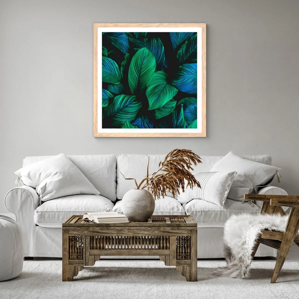 Poster in cornice rovere chiaro - Nella folla verde - 40x40 cm