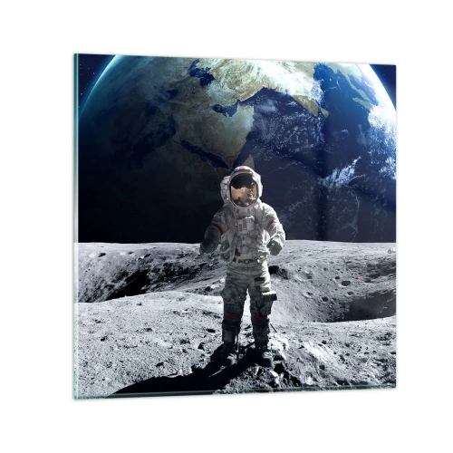 Quadro su vetro - Saluti dalla luna - 70x70 cm