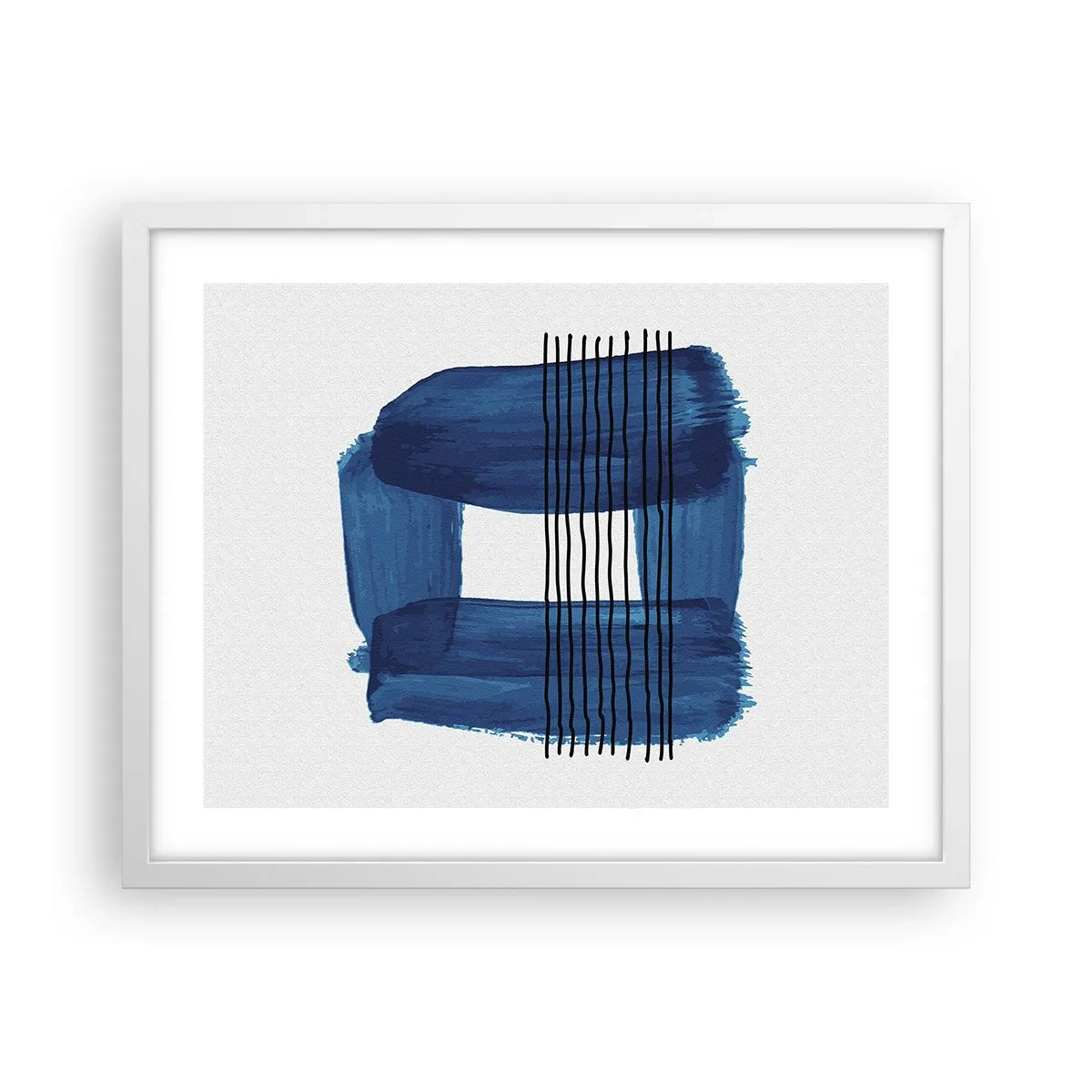 Poster in cornice bianca - Composizione blu e nera - 50x40 cm