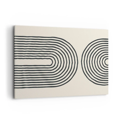 Quadro su tela - Stampe su Tela - Motivo geometrico astratto con linee simmetriche su sfondo chiaro - 100x70cm - Tra un attimo... - Decorazione murale moderna per soggiorno e camera da letto ARTTOR