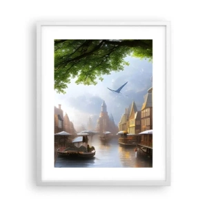 Poster in cornice bianca - Paesaggio urbano olandese - 40x50 cm