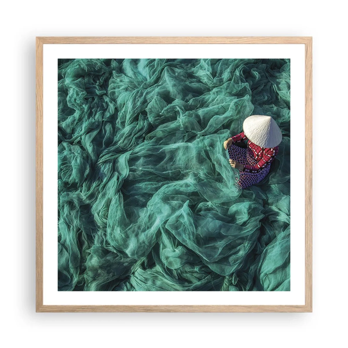 Poster in cornice rovere chiaro - Nel mare di reti - 60x60 cm