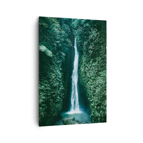 Quadro su tela - Stampe su Tela - Una cascata circondata da una fitta vegetazione tropicale - 70x100cm - Terme tropicali - Decorazione murale moderna per soggiorno e camera da letto ARTTOR