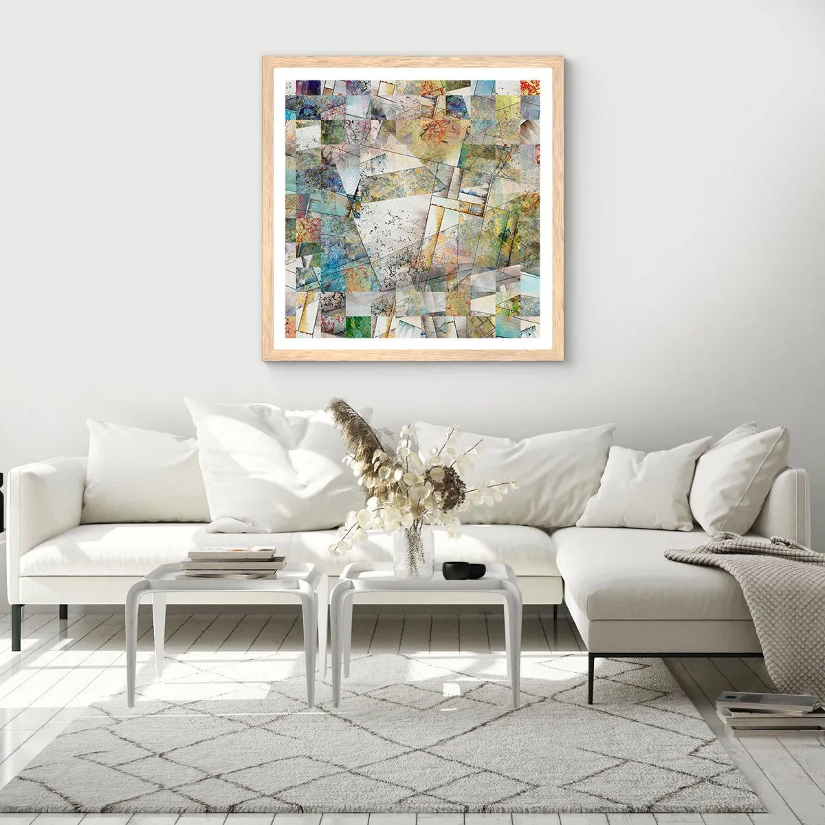 Poster in cornice rovere chiaro - Rimpasto geometrico - 60x60 cm