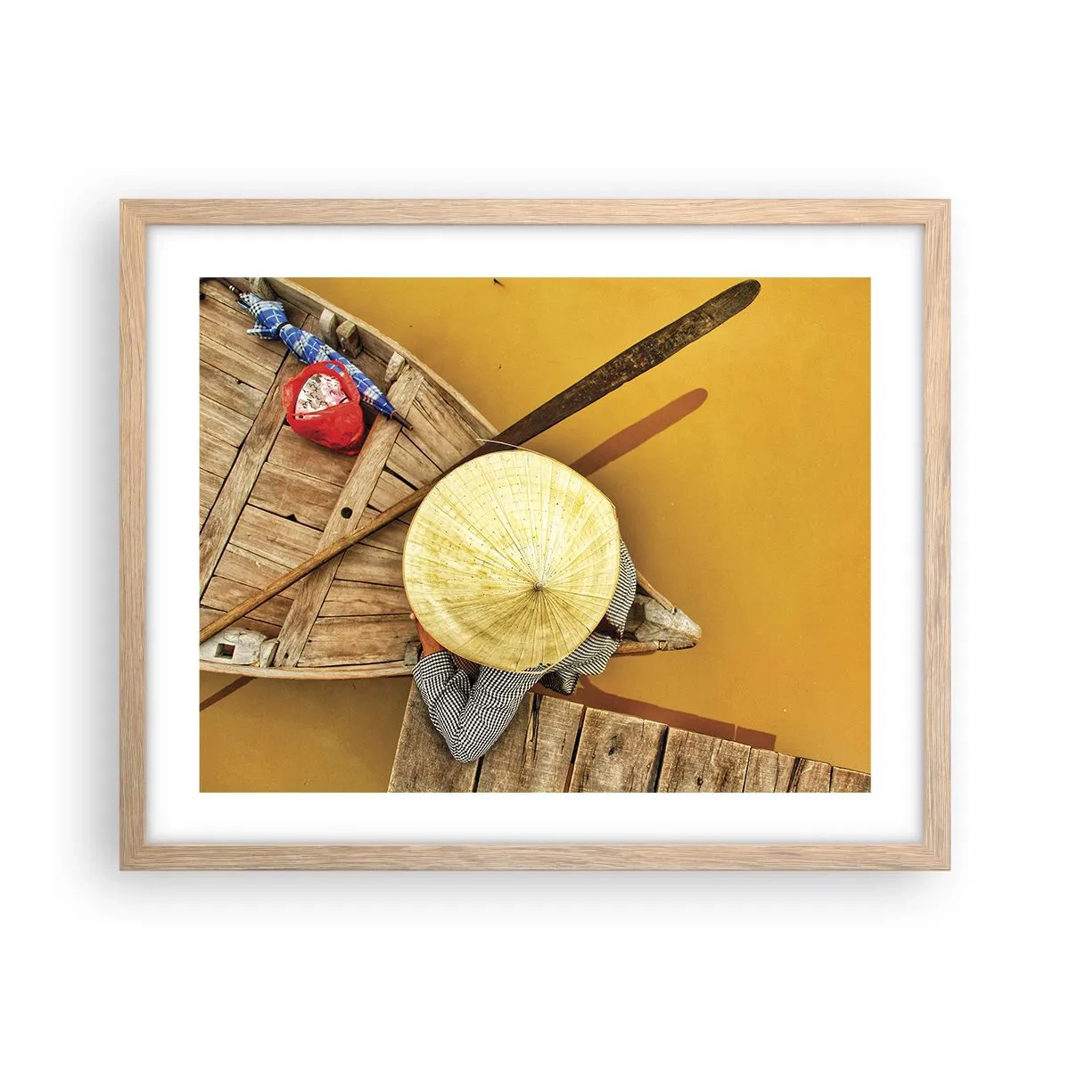 Poster in cornice rovere chiaro - Vita sul Fiume Giallo - 50x40 cm