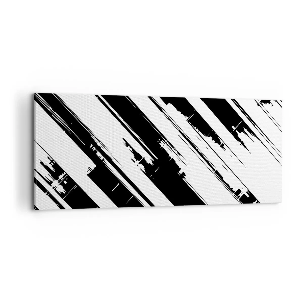 Quadro su tela - Stampe su Tela - Linee in bianco e nero e motivi geometrici in stile moderno - 120x50cm - Composizione intensa e dinamica - Decorazione murale moderna per soggiorno e camera da letto ARTTOR