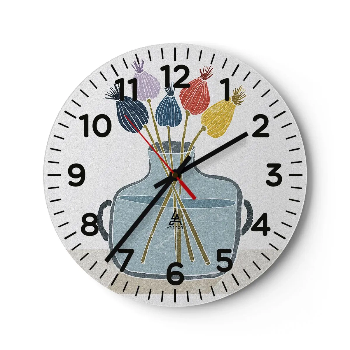 Orologio da parete - Orologio in Vetro - Il silenzio dei papaveri - 40x40 cm
