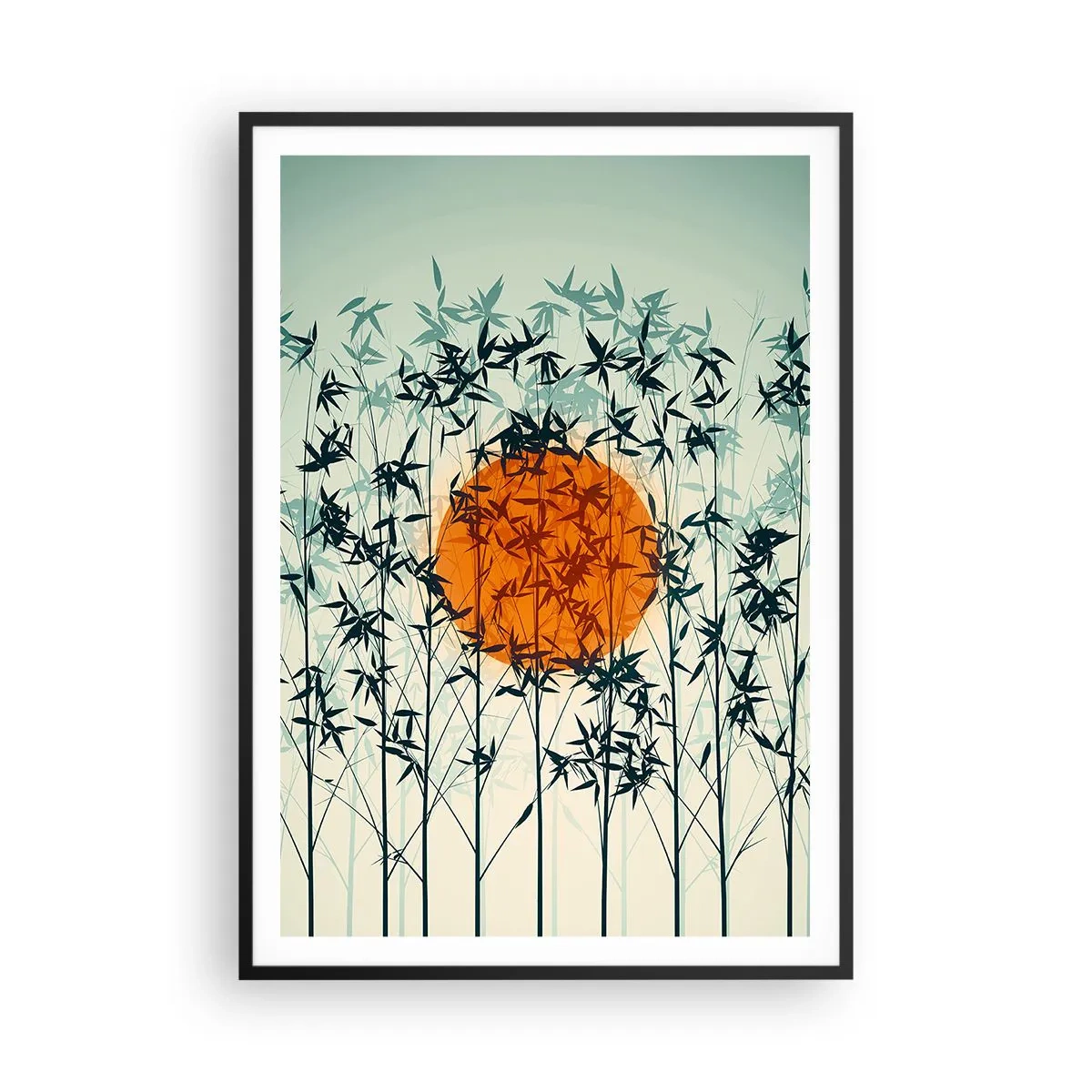 Poster in cornice nera - Sole giapponese - 70x100 cm