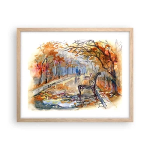 Poster in cornice rovere chiaro - Passeggiando insieme l'autunno - 50x40 cm