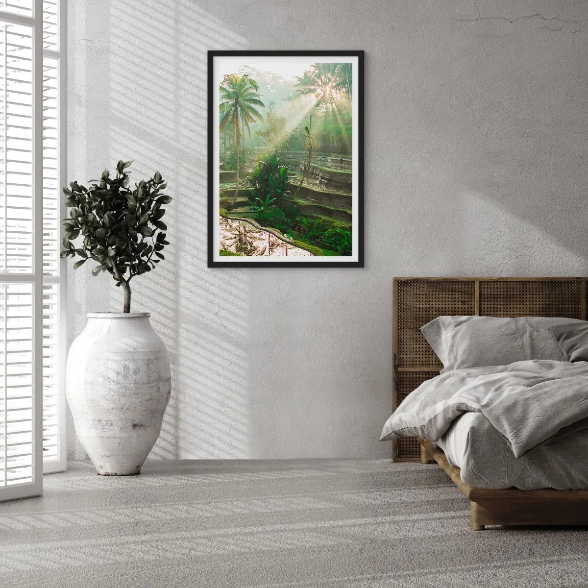 Poster in cornice nera - Paesaggio tropicale con terrazze di riso e sole - 50x70cm - Crescere al sole - Decorazione murale moderna per soggiorno e camera da letto ARTTOR