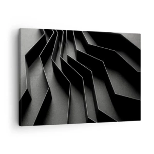 Quadro su tela - Stampe su Tela - Astrazione in bianco e nero con strutture geometriche - 70x50cm - Ordine tridimensionale - Decorazione murale moderna per soggiorno e camera da letto ARTTOR