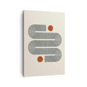 Quadro su tela - Stampe su Tela - Motivo geometrico con linee e cerchi arancioni - 70x100cm - Dall'inizio alla fine - Decorazione murale moderna per soggiorno e camera da letto ARTTOR