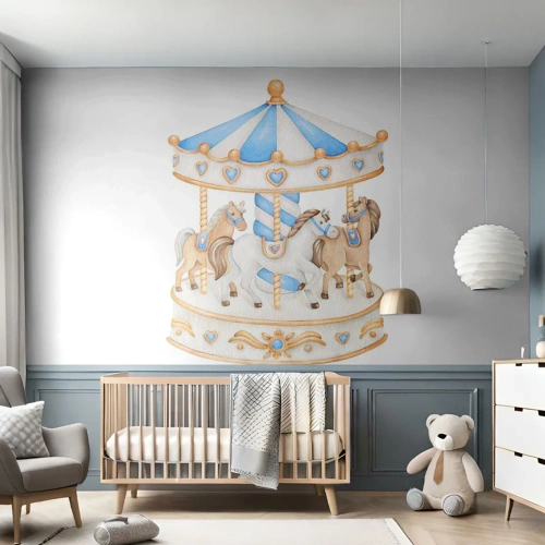 Fotomurali Standard Eco - Dolce infanzia - Cavalli, Giostra, Bambini - 150x105 cm