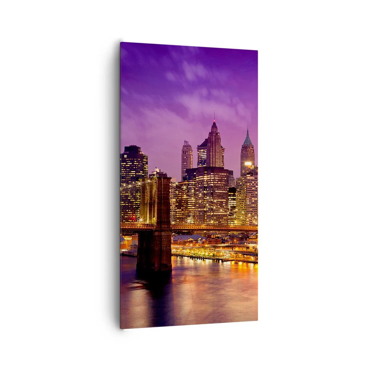 Quadro su tela - Stampe su Tela - Manhattan in viola e oro - 65x120 cm