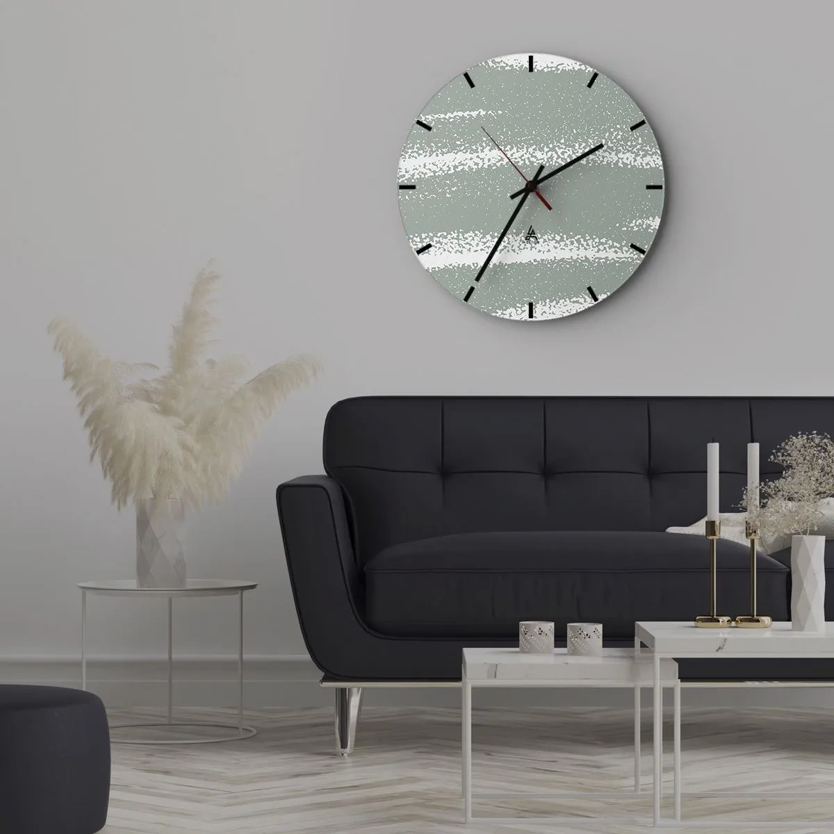 Orologio da parete - Orologio in Vetro - Struttura invernale con abrasioni in tonalità verdastra - 30x30cm - Astrazione in clima invernale - Decorazione murale moderna per soggiorno, cucina e camera da letto ARTTOR