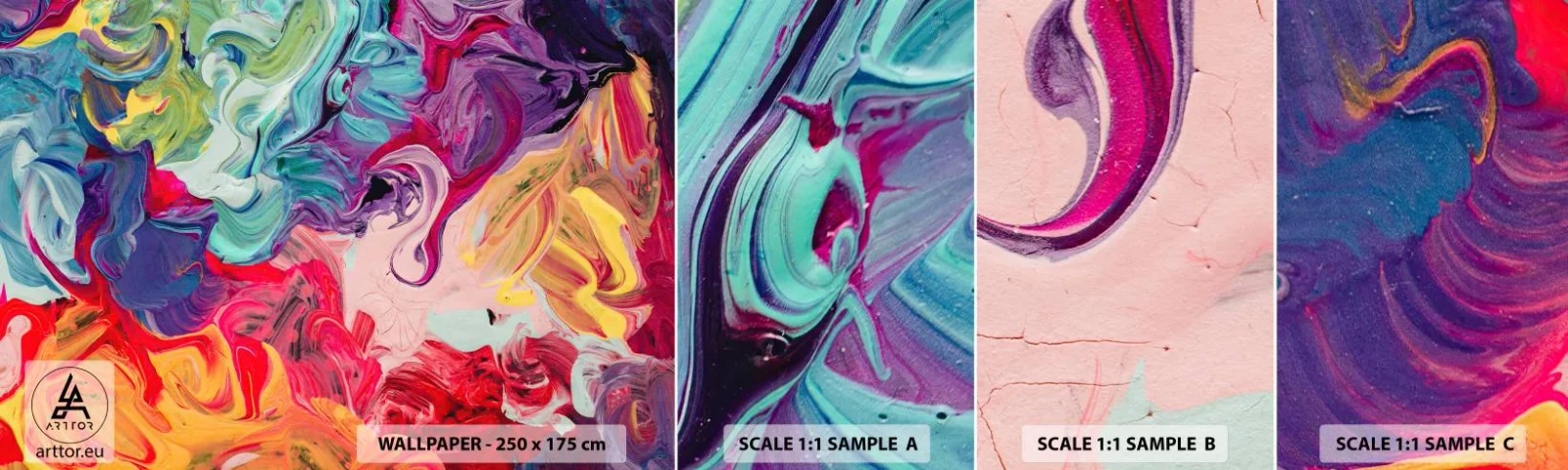 Campione di Fotomurale Adesivo Deluxe Sticker - La nascita dei colori - Astrazione, Pezzo, Modello moderno - 100x30 cm
