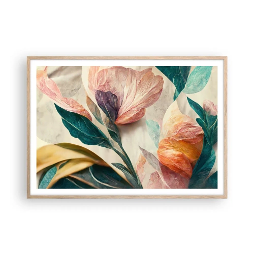 Poster in cornice rovere chiaro - I fiori delle isole del sud - 100x70 cm