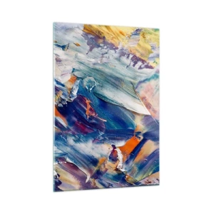 Quadro su vetro - Astrazione dinamica con pennellate spesse - 50x70cm - La confusione del colore - Decorazione murale moderna per soggiorno e camera da letto ARTTOR