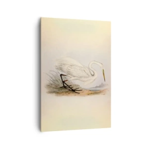Quadro su tela - Stampe su Tela - Disegno di un airone bianco su uno sfondo di paesaggio naturale - 70x100cm - La signora nel canneto - Decorazione murale moderna per soggiorno e camera da letto ARTTOR