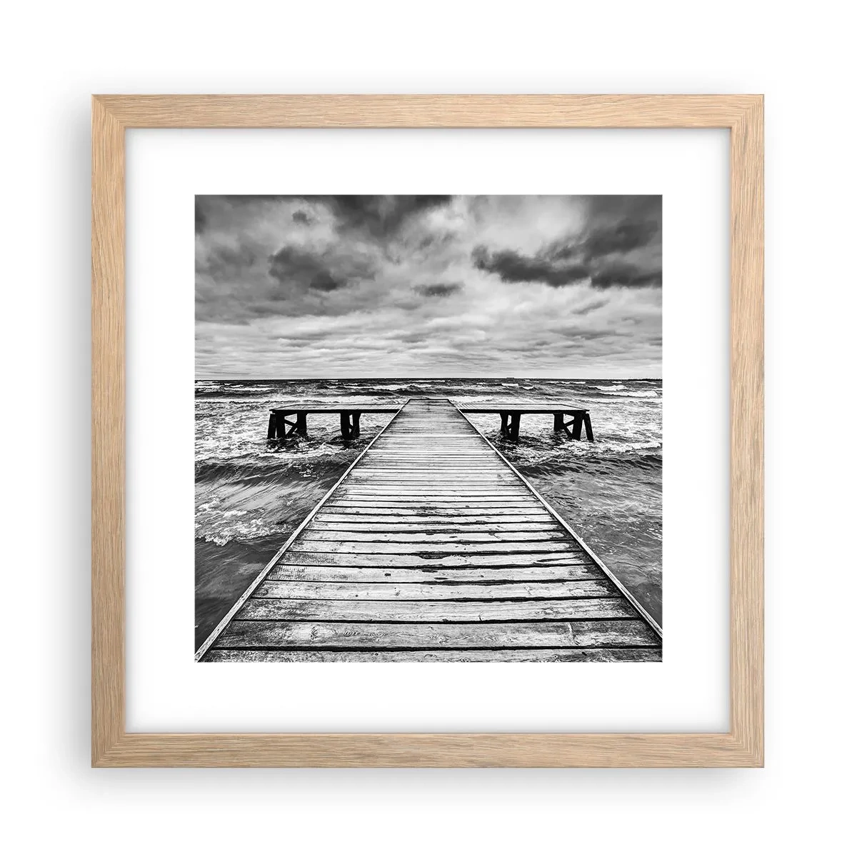 Poster in cornice rovere chiaro - Aspetto che il vento le scacci via... - 30x30 cm