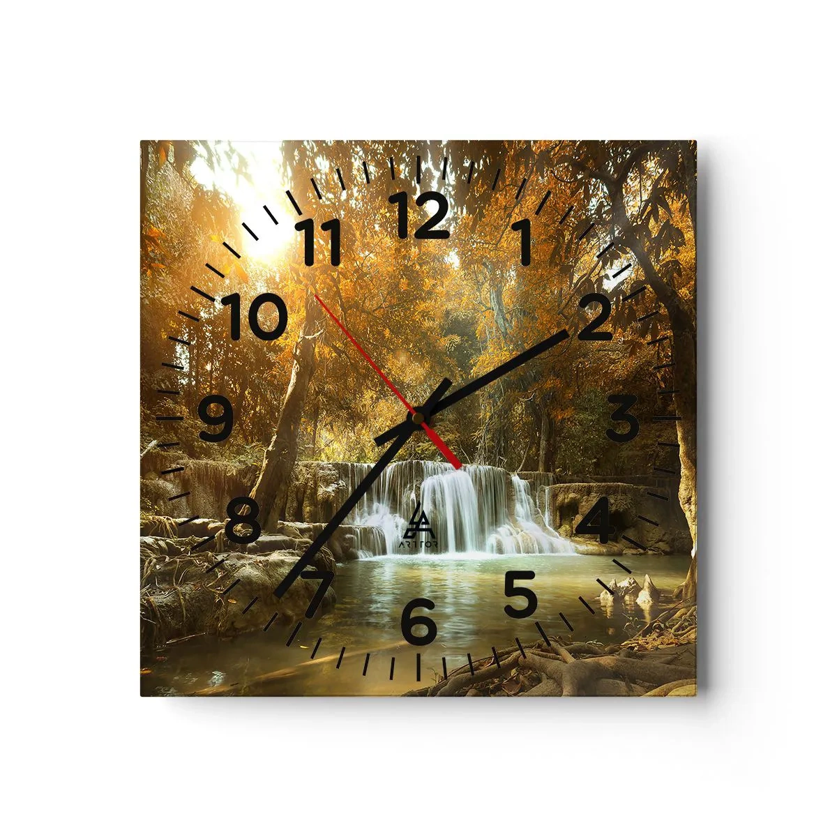 Orologio da parete - Orologio in Vetro - Cascata nel parco - 30x30 cm