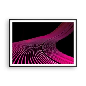 Poster in cornice nera - Linee futuristiche nei toni del rosa su sfondo nero - 100x70cm - Il viale della luce - Decorazione murale moderna per soggiorno e camera da letto ARTTOR