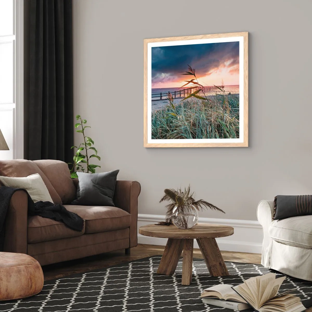 Poster in cornice rovere chiaro - Non andrà via col vento - 40x40 cm