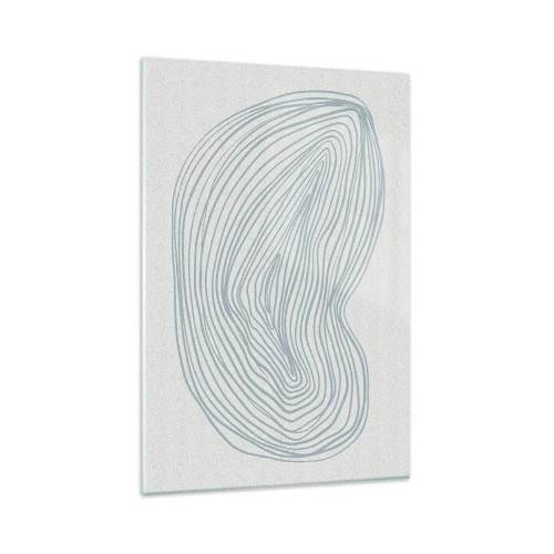 Quadro su vetro - Motivo astratto a onde in delicato blu - 80x120cm - Il sorriso di una goccia - Decorazione murale moderna per soggiorno e camera da letto ARTTOR