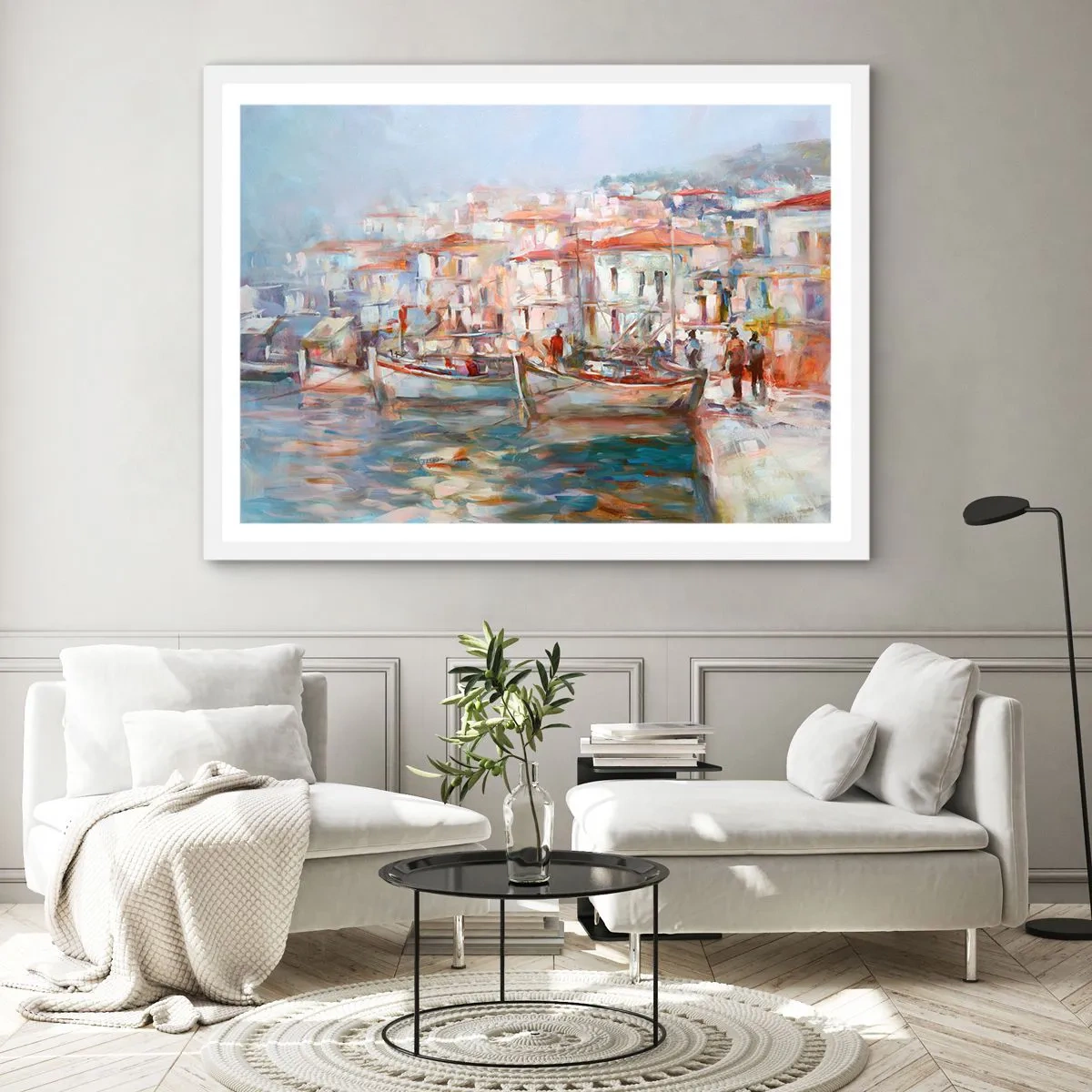 Poster in cornice bianca - Vacanze in pastello - 100x70 cm