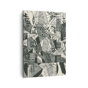 Quadro su tela - Stampe su Tela - Motivi geometrici astratti in tonalità di verde su sfondo chiaro - 50x70cm - Dinamica della contemporaneità - Decorazione murale moderna per soggiorno e camera da letto ARTTOR