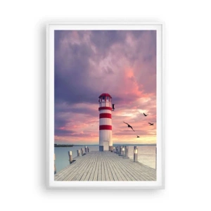 Poster in cornice bianca - Tempo di tornare in porto - 70x100 cm