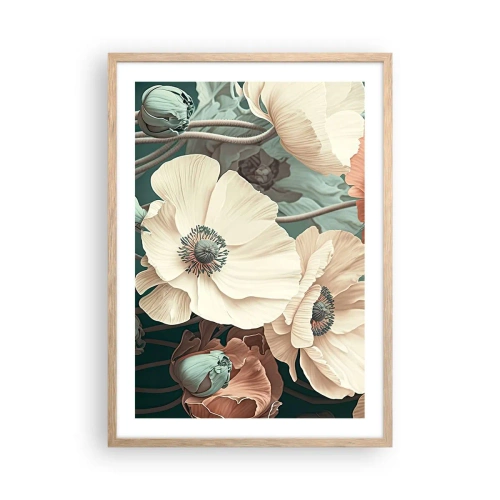 Poster in cornice rovere chiaro - Il sussurro dei papaveri - 50x70 cm