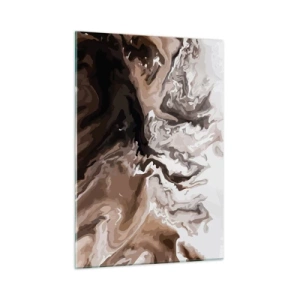 Quadro su vetro - Motivo astratto in tonalità scure di marrone e bianco - 50x70cm - Contrasto di colori - Decorazione murale moderna per soggiorno e camera da letto ARTTOR