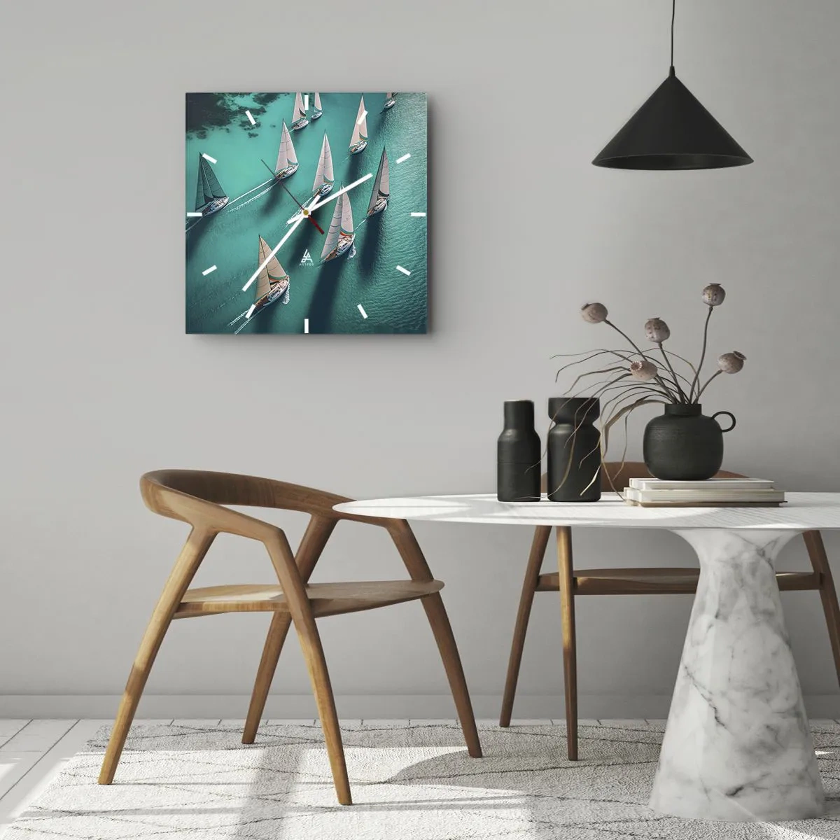 Orologio da parete - Orologio in Vetro - In gara con il vento - 40x40 cm