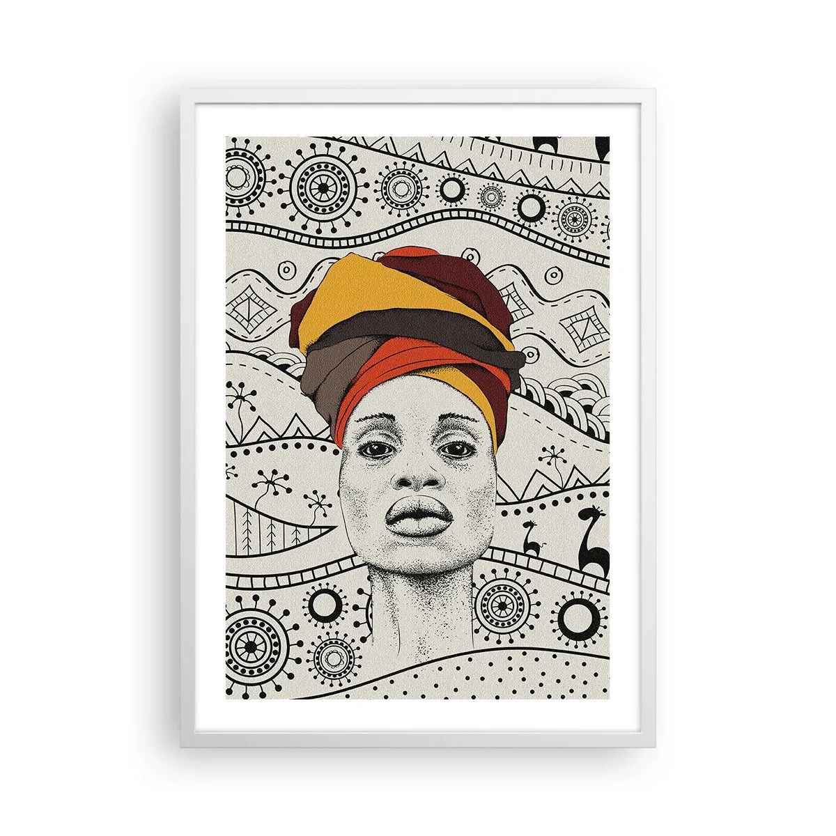 Poster in cornice bianca - Ritratto africano - 50x70 cm