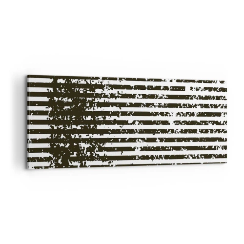 Quadro su tela - Stampe su Tela - Linee astratte con effetto invecchiato in bianco e nero - 120x50cm - Ritmo e rumore - Decorazione murale moderna per soggiorno e camera da letto ARTTOR