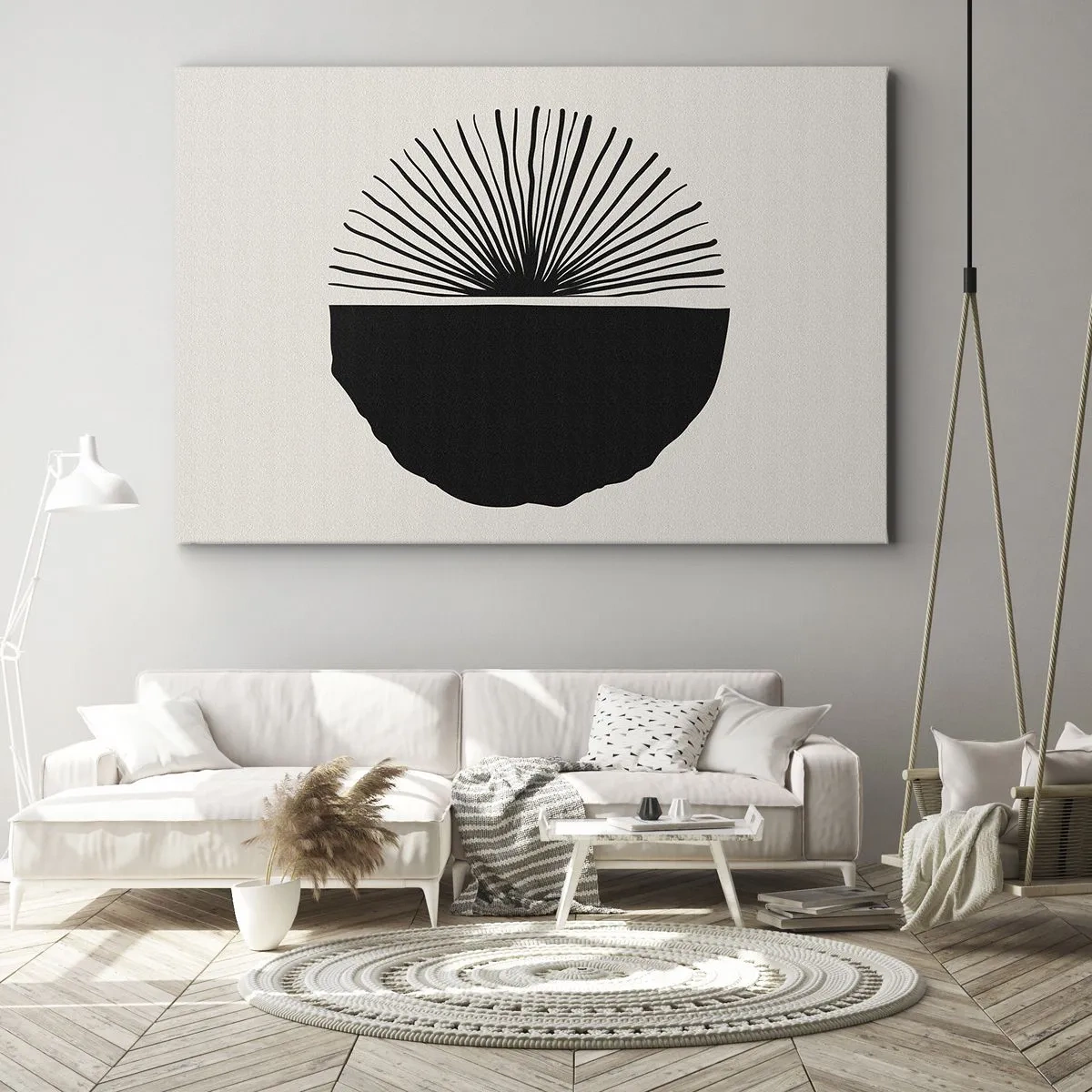 Quadro su tela - Stampe su Tela - Motivo nero minimalista su sfondo chiaro - 120x80cm - Ventaglio di possibilità - Decorazione murale moderna per soggiorno e camera da letto ARTTOR