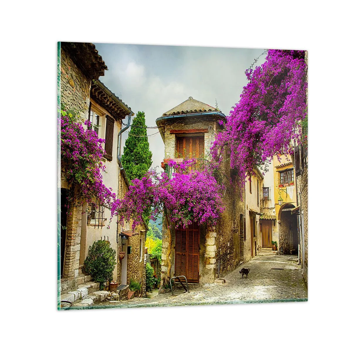 Quadro su vetro - Sotto un baldacchino di fiori - 30x30 cm
