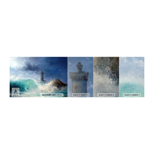 Campione di Fotomurale Premium Canvas - In difesa contro gli elementi - Paesaggio, Faro, Tempesta - 100x30 cm
