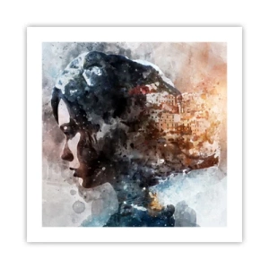 Poster - Racconto su una ragazza con città sullo sfondo - 50x50 cm