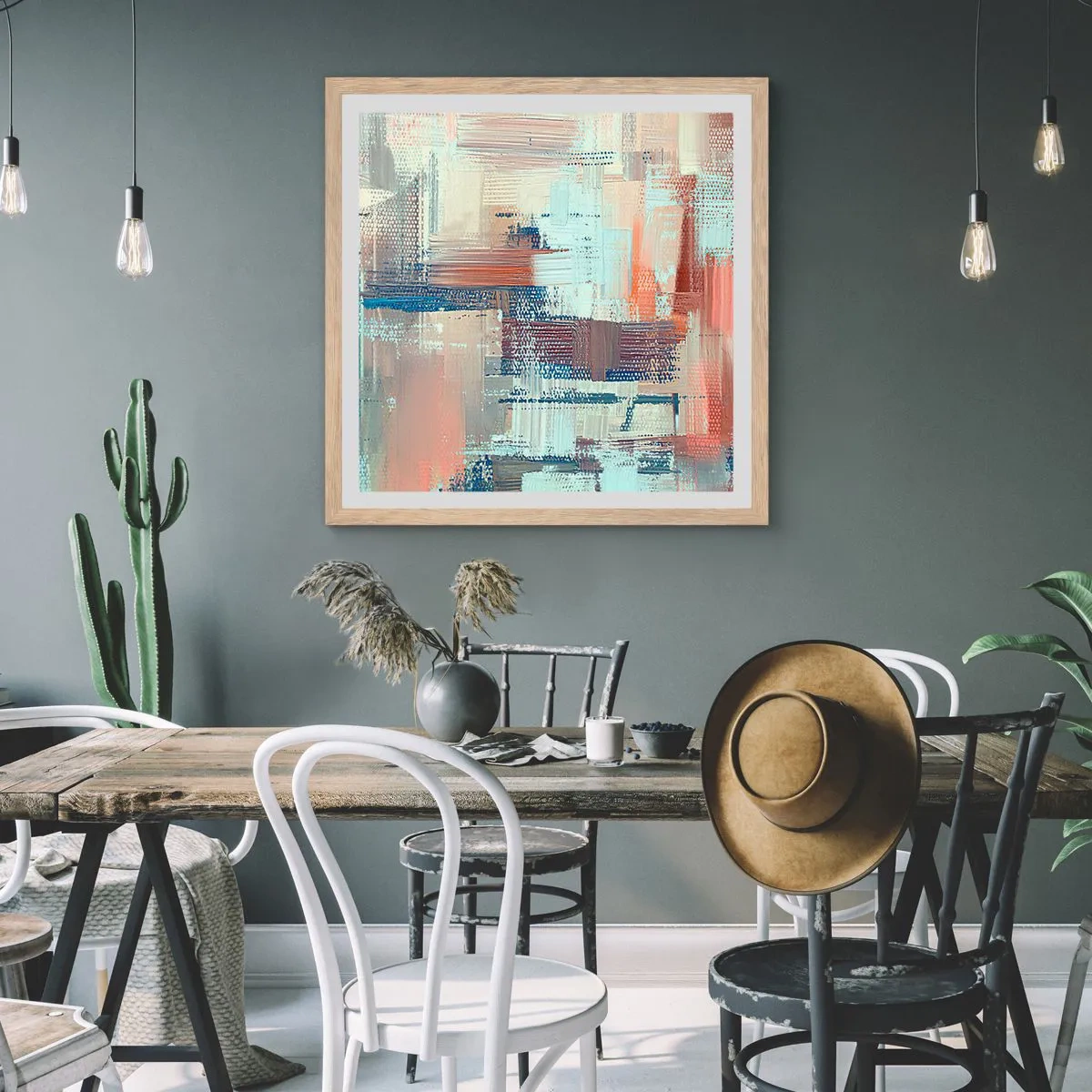 Poster in cornice rovere chiaro - Arrivando alla luce - 50x50 cm