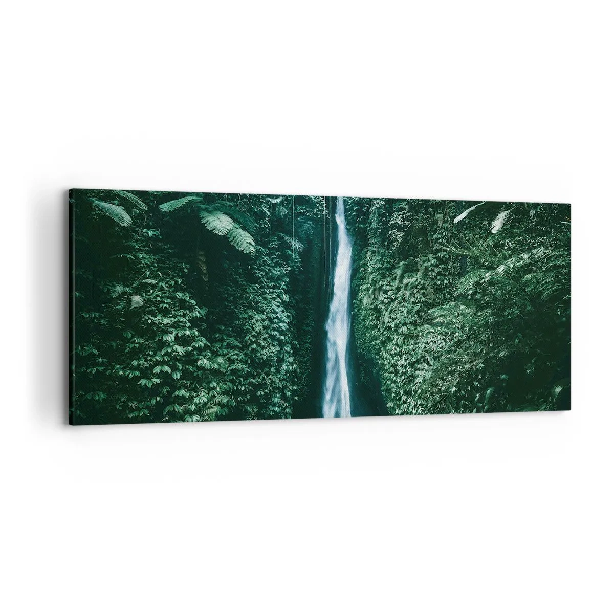 Quadro su tela - Stampe su Tela - Una cascata circondata da una fitta vegetazione tropicale - 120x50cm - Terme tropicali - Decorazione murale moderna per soggiorno e camera da letto ARTTOR